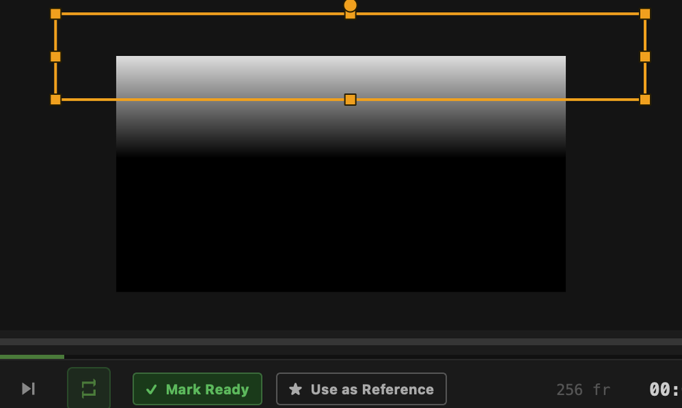 View Mask of the soft-edged geometric rectangle as a gradient matte